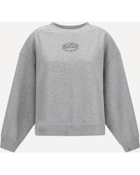 Ganni - Crewneck Sweatshirt With Logo - Lyst