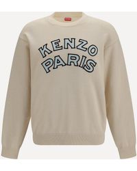 KENZO - Paris Emblem Embroidered Wool And Cotton Sweater - Lyst