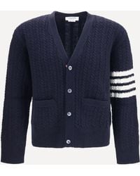 Thom Browne - V-Neck Sweater With Anchor Embroidery On The Back - Lyst