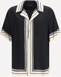 Dolce & Gabbana - Hawaii Shirt With Logo And Striped Print - Lyst