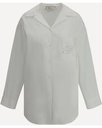 Blumarine - Shirt With Strassed Logo - Lyst