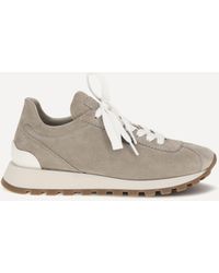 Brunello Cucinelli - Gray Calf Leather Bos Taurus Platform Sneakers - Lyst