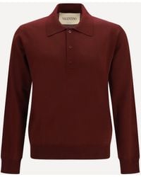 Valentino - Long-Sleeve Wool Polo With Vlogo - Lyst