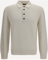ZEGNA - Long-Sleeve Cashmere Polo Shirt - Lyst