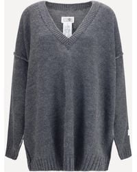 MM6 by Maison Margiela - Oversized V-Neck Sweater - Lyst
