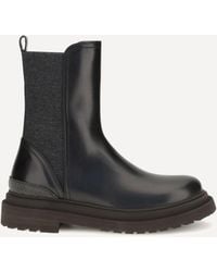 Brunello Cucinelli - Leather Chelsea Ankle Boots - Lyst