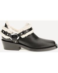 Rabanne - Shearling Trim Biker Ankle Boots - Lyst