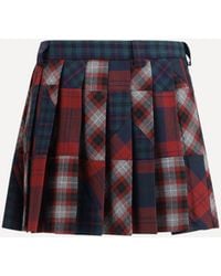 Miu Miu - Pleated Patchwork Tartan Mini Skirt - Lyst