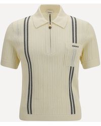 Versace - Jacquard Cotton Knit Polo - Lyst