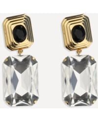 Alessandra Rich - Clip-On Earrings With Crystal Drop - Lyst