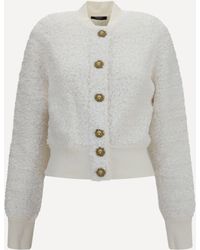 Balmain - Tweed Bomber Jacket With Lion-Head Buttons - Lyst