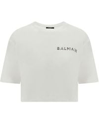 Balmain - Logo Cropped T-shirt - Lyst