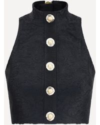 Balmain - Top Crop Con Fantasia Barocca - Lyst