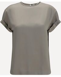 Brunello Cucinelli - Silk Blouse With Monili Chain - Lyst