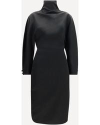 KHAITE - Harlin Draped Ramie-Blend Satin Dress - Lyst