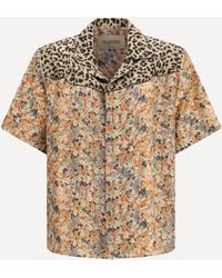 Valentino - Short-Sleeve Floral And Leopard Print Shirt - Lyst