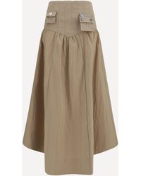 Ganni - Corset-Detail And Ruched Midi Skirt - Lyst