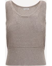 Brunello Cucinelli - Perforated Sequin Tank Top - Lyst