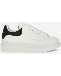 McQueen - Oversized Sneakers With Suede Heel And Crystal Details - Lyst