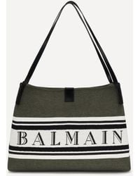 Balmain - Medium Canvas And Leather Release Tote - Lyst