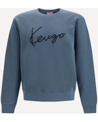 KENZO - Signature Embroidered Cotton Sweatshirt - Lyst