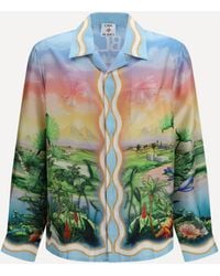 CASABLANCA - Tennis Club Printed Silk Twill Shirt - Lyst