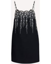 Valentino - Embroidered Crepe Mini Dress With Jewel Details - Lyst