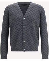Gucci - Silk And Wool Gg Print Cardigan - Lyst