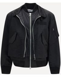Sacai - Black Cotton Bomber - Lyst