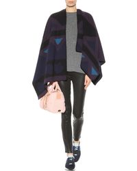 Burberry Patchwork Wool And Cashmere Blend Cape - Purple