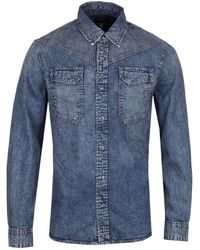 True Religion Carter Western Blue Denim Shirt