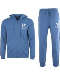 Blue gym and workout clothes Tracksuits and sweat suits True Religion Cotton Lullaby Hooded Sweatshirt Tracksuit Set in Navy for Men Mens Clothing Activewear 
