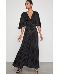 BCBGMAXAZRIA Bcbg Tie Front Striped Maxi Dress - Black