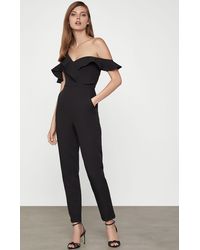 BCBGMAXAZRIA Bcbg One Shoulder Ruffle Jumpsuit - Black