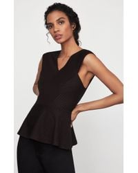 BCBGMAXAZRIA Women's Fit And Flare Peplum Top – 100% Cotton Tie-Strap Tank With Zipper Back - View #10