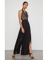 BCBGMAXAZRIA Faux-wrap Halter Jumpsuit - Black