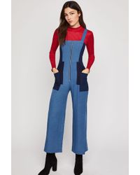 BCBGeneration Cropped Chambray Jumpsuit - Blue