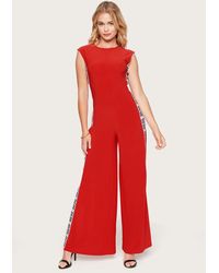 Bebe Logo Side Stripe Jumpsuit - Red