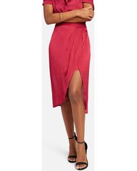 Bebe Chintz Yoryu Faux Wrap Skirt - Red