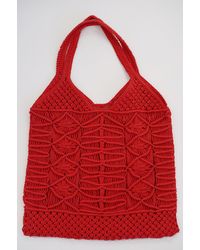 Beklina Macramé Tote Bag Geranium - Red