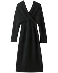 Bellemere New York Cashmere Merino Wrap Midi Dress - Black