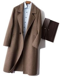 Bellemere New York 100% Merino Wool Overcoat - Brown