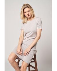 Bellemere New York Merino Wool T-shirt Dress - Grey