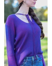 Bellemere New York Elegant Merino Bell Sleeve Dress - Purple