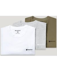 Belstaff - 3 Pack T-shirt Regular Fit White / Fatigue Green / Old Silver Heather - Lyst