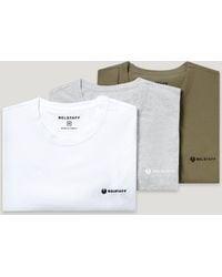 Belstaff - 3 Pack T-shirt Regular Fit White / Fatigue Green / Old Silver Heather - Lyst
