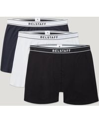 Belstaff - Men's 3 Pack Boxer Brief Set Cotton Black / Dark Ink White Size 2xl - Lyst