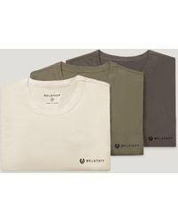 Belstaff - Men's 3 Pack T-shirt Cotton Jersey Olive / Khaki Green Pale Stone Size 2xl - Lyst