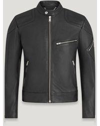Belstaff H Racer Zip Rubberized Jersey Jacket in Black for Men Lyst