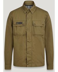 Belstaff - Men's Mansion Motorcycle Shirt Poly Cotton Canvas Olive Size 2xl - Lyst